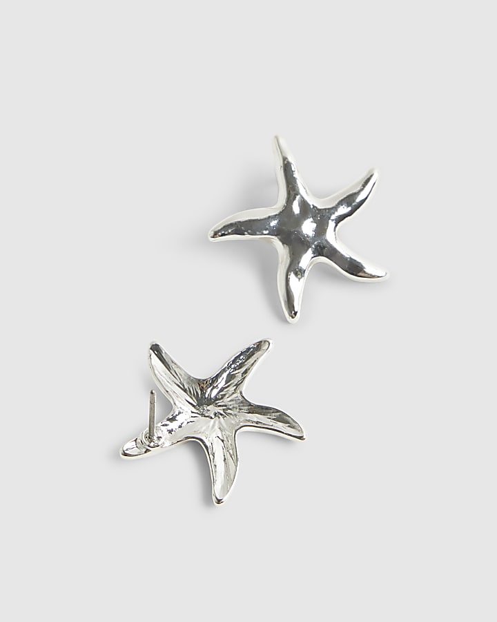 Silver Starfish Stud Earrings