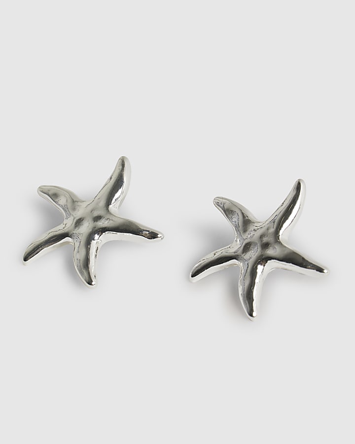 Silver Starfish Stud Earrings