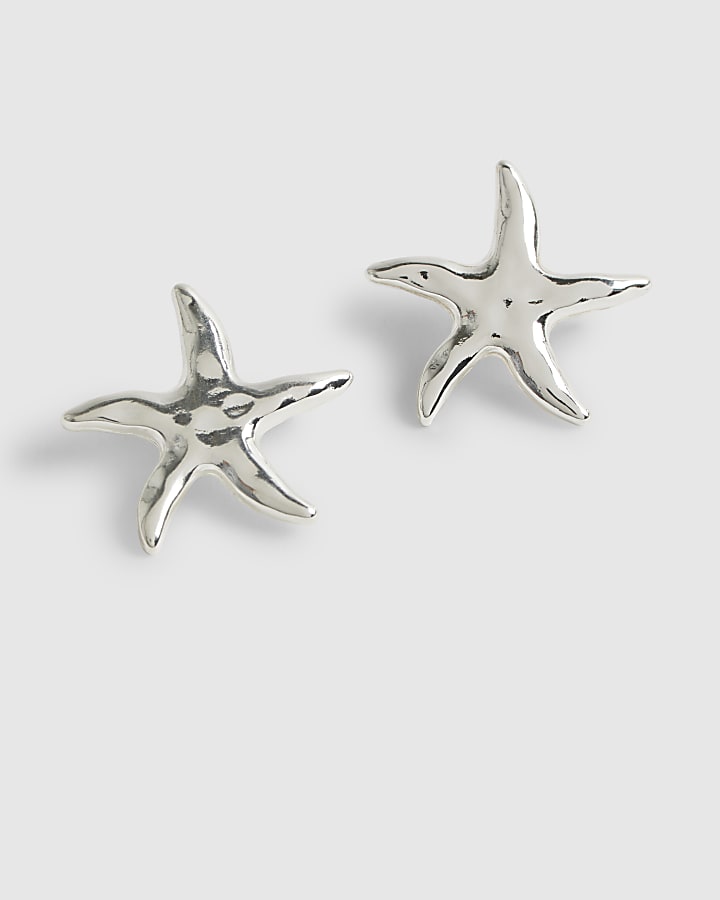 Silver Starfish Stud Earrings
