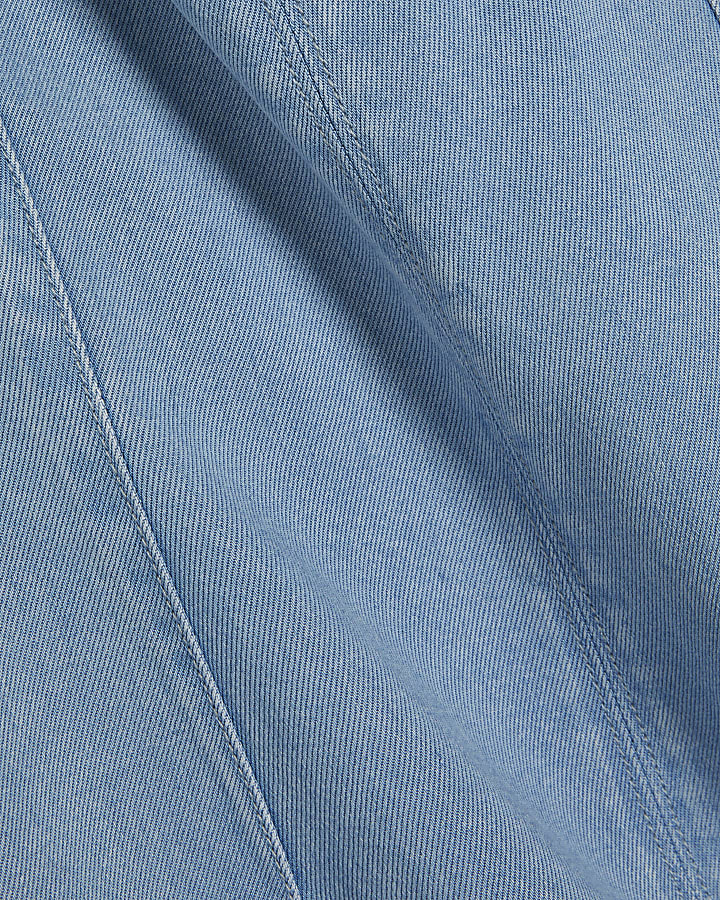 Blue Denim Boat Neck Playsuit