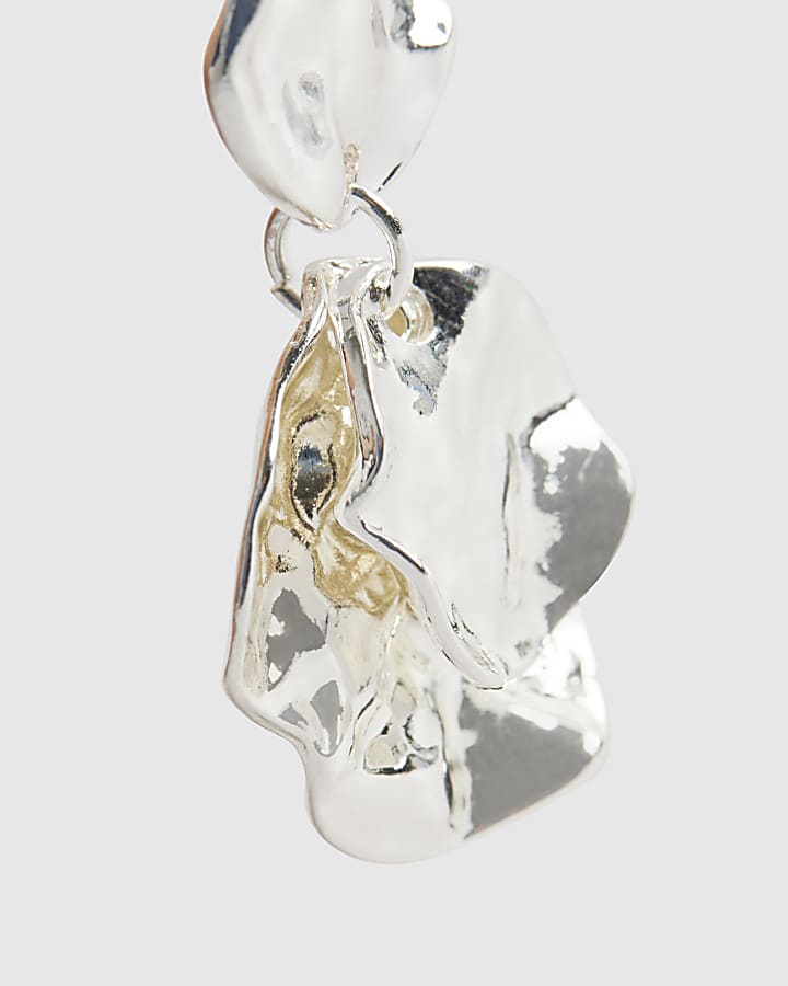 Silver Double Coin Drop Earrings