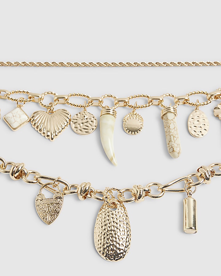 Gold Mix Charm Necklace