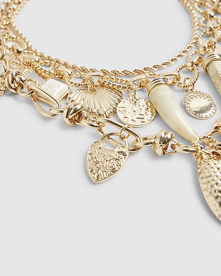 Gold Mix Charm Necklace