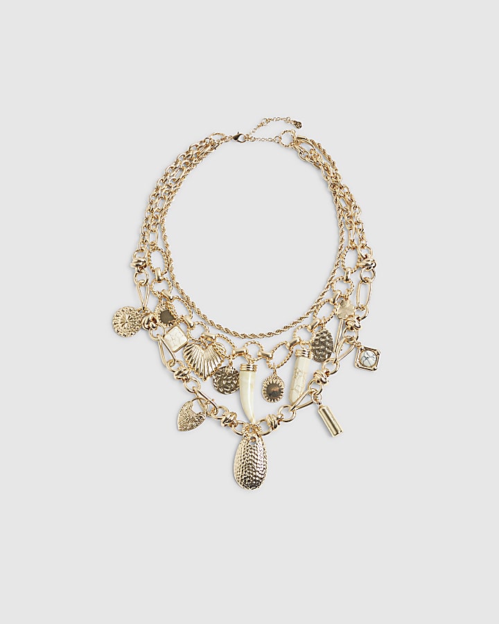 Gold Mix Charm Necklace