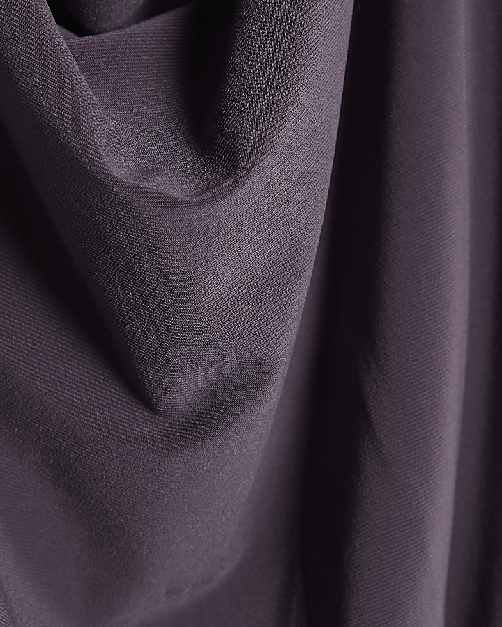 Grey Cowl Neck Halter Bodysuit