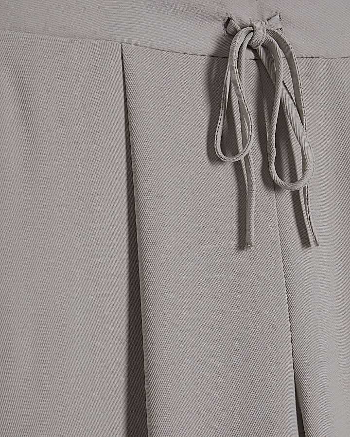 Beige Tailored Elasticated Wide Leg Trousers