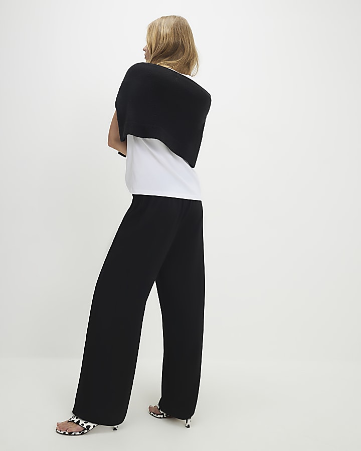 Black Tailored Elasticated Wide Leg Trousers