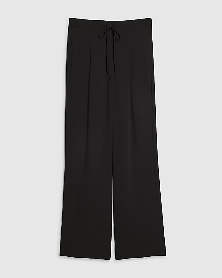 Black Tailored Elasticated Wide Leg Trousers