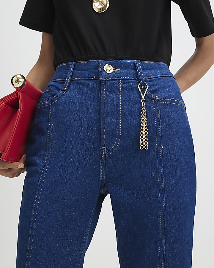 Blue Chain Charm Bootcut Jeans