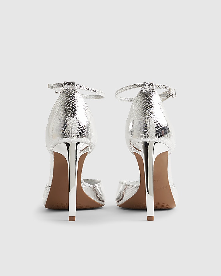 Silver Closed Back Heeled Sandals