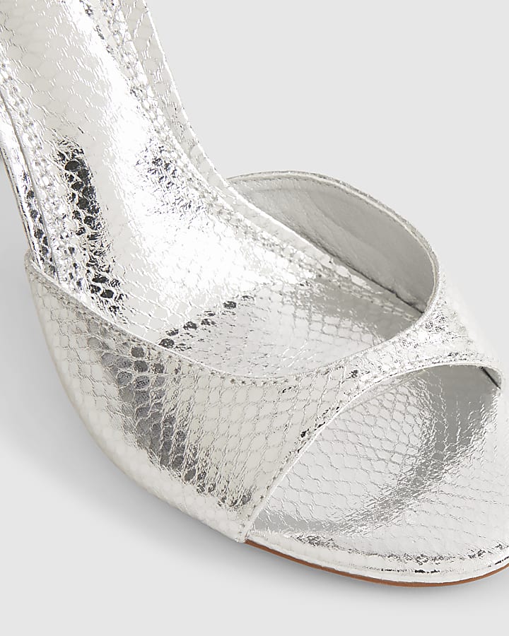 Silver Closed Back Heeled Sandals