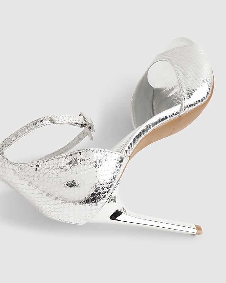 Silver Closed Back Heeled Sandals
