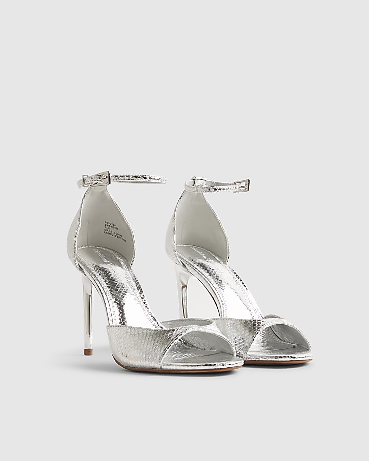 Silver Closed Back Heeled Sandals