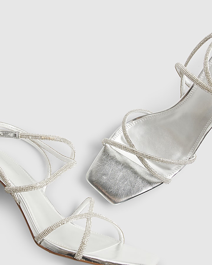 Silver Diamante Heeled Sandals