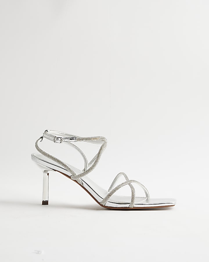 Silver Diamante Heeled Sandals