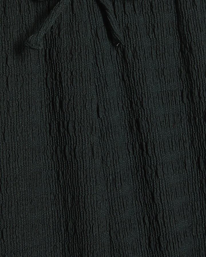 Green Textured Wide Leg Trousers