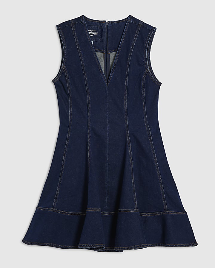 Blue Denim Sleeveless Mini Dress