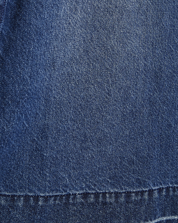 Blue Denim Popper Side Mini Swing Dress