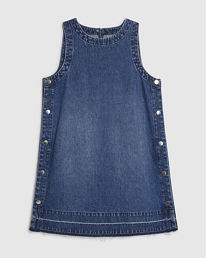 Blue Denim Popper Side Mini Swing Dress