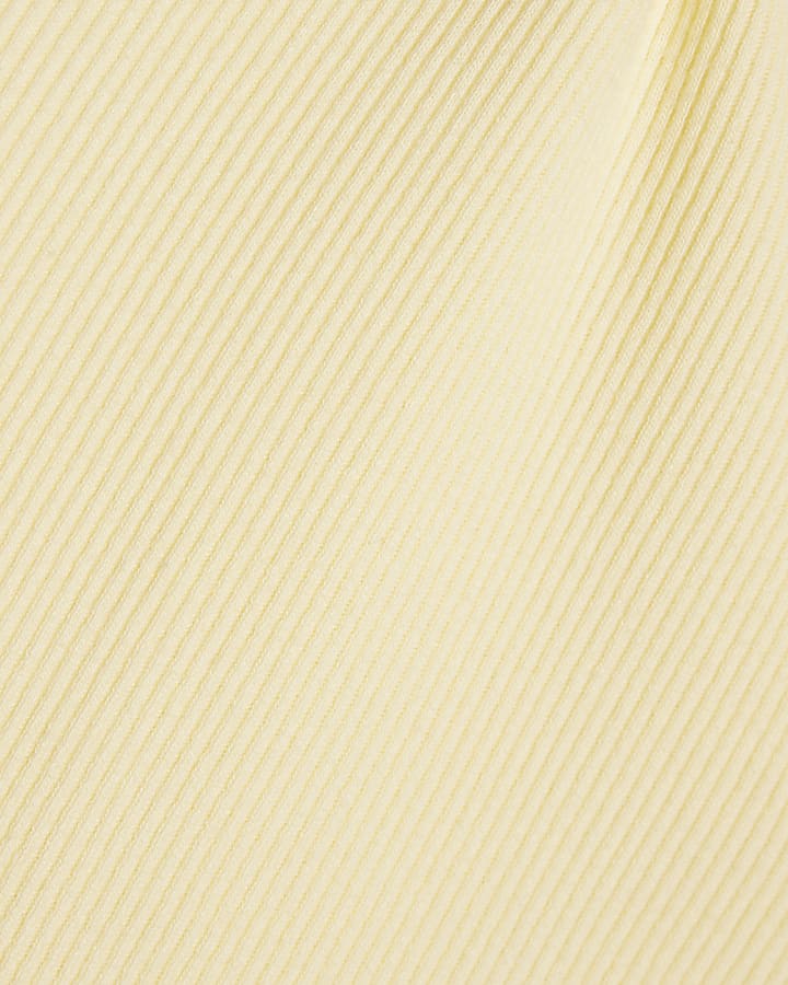 Yellow Sleeveless Ribbed Tipped Tank Top