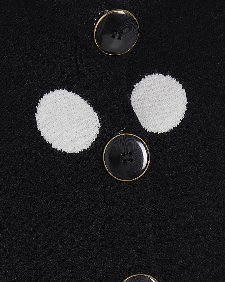 Black Structured Spot Print Cardigan