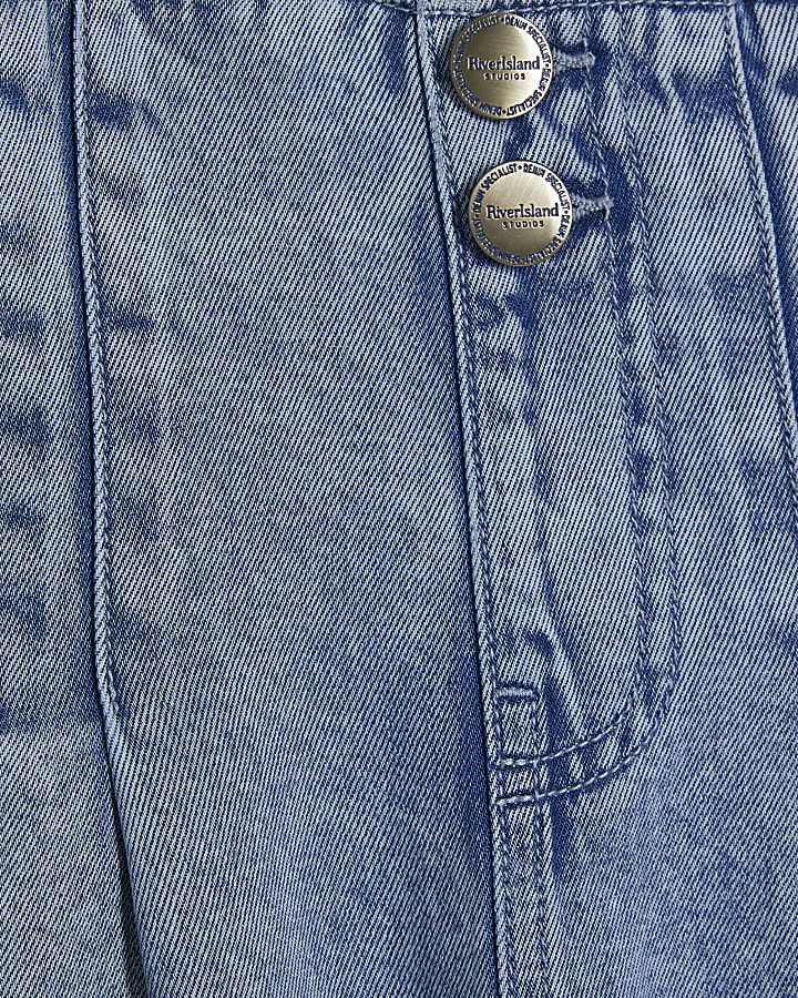 Blue Denim Dart Detail Shorts