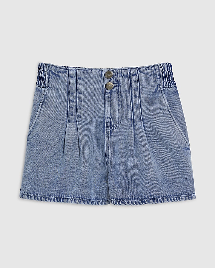 Blue Denim Dart Detail Shorts