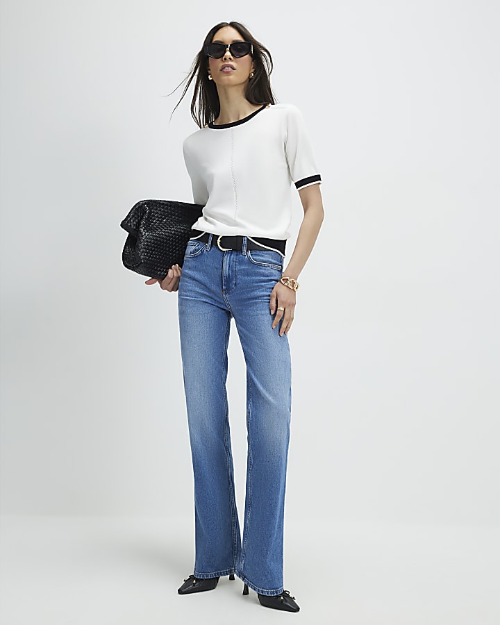 Cream Knitted Tipped Top