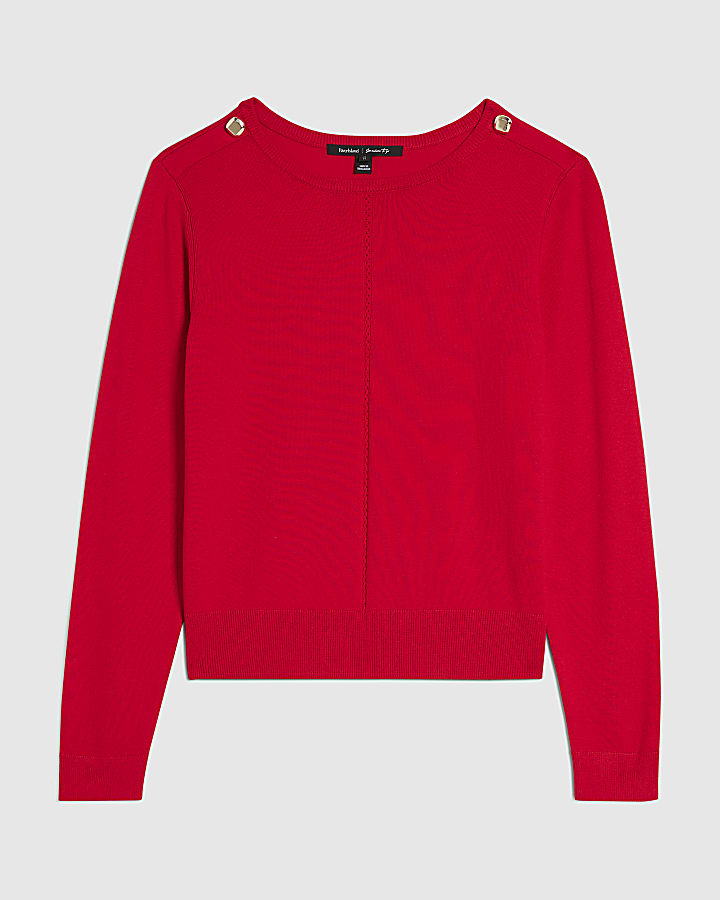 Red Long Sleeve Knitted Top