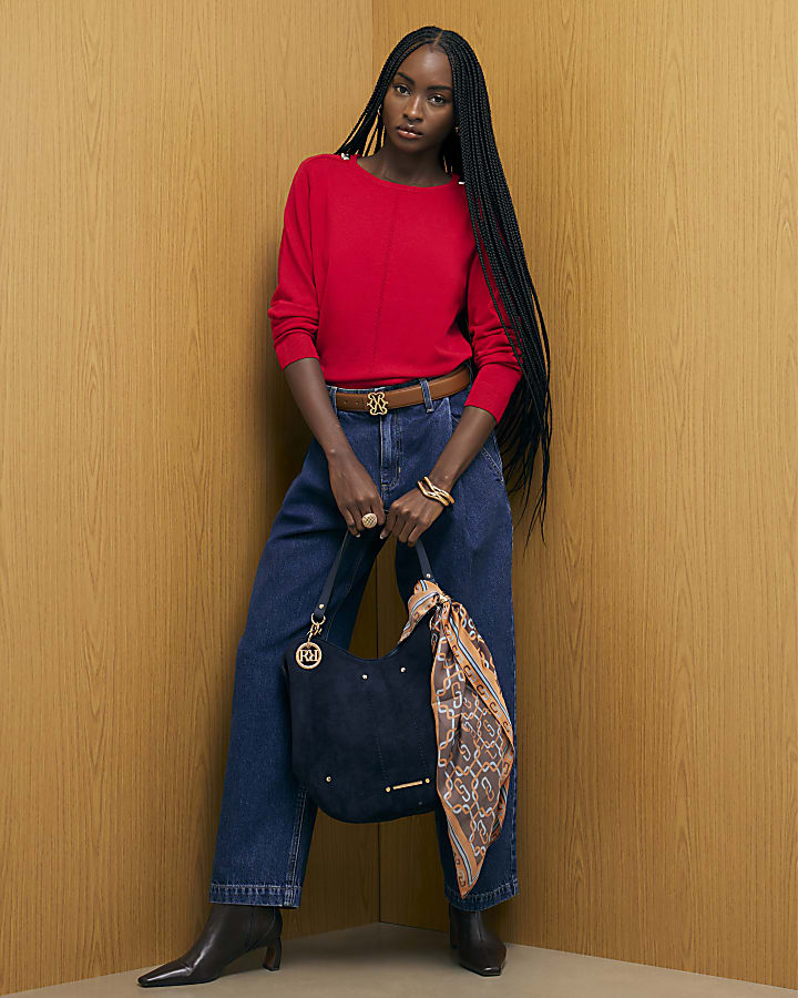 Red Long Sleeve Knitted Top