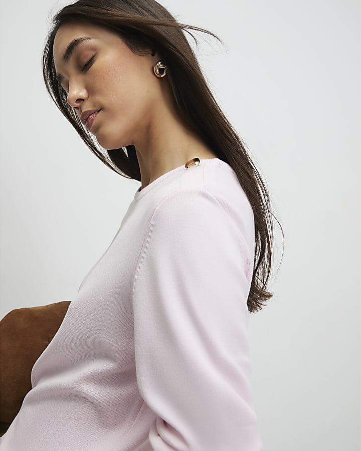 Pink Long Sleeve Knitted Top