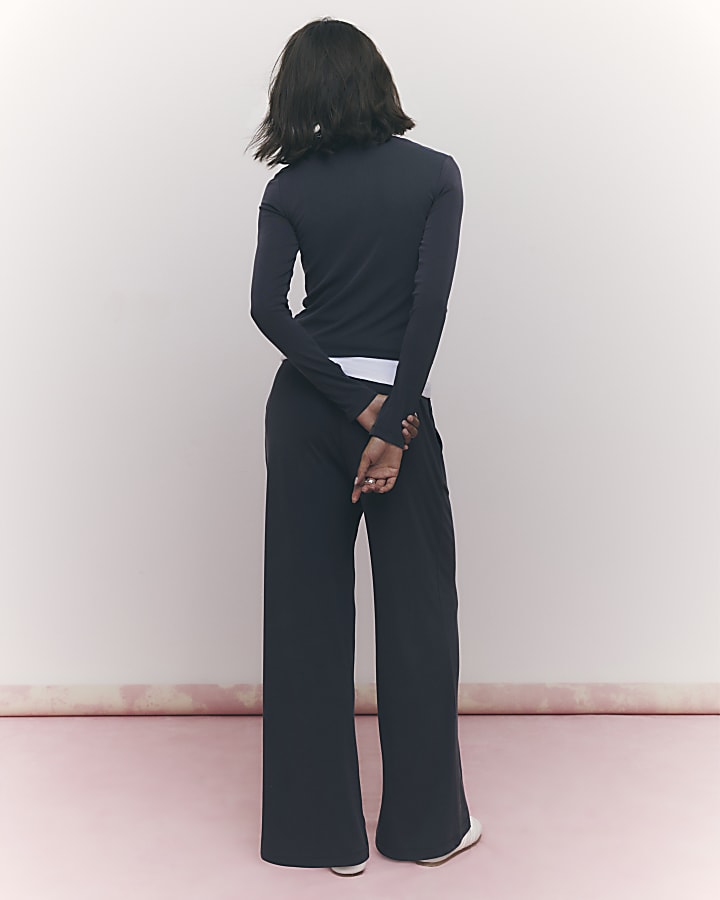 Grey Soft Touch Wide Leg Trousers