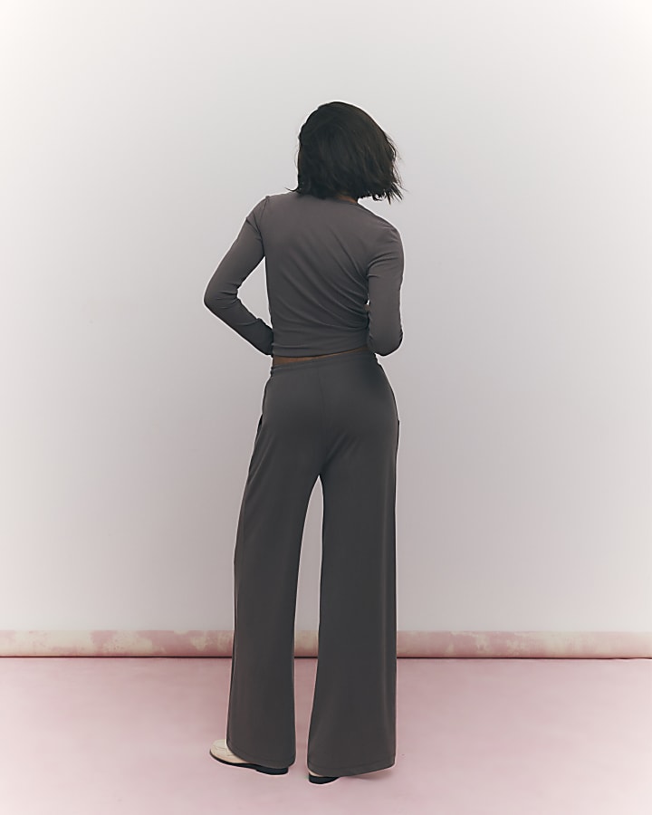 Brown Soft Touch Wide Leg Trousers