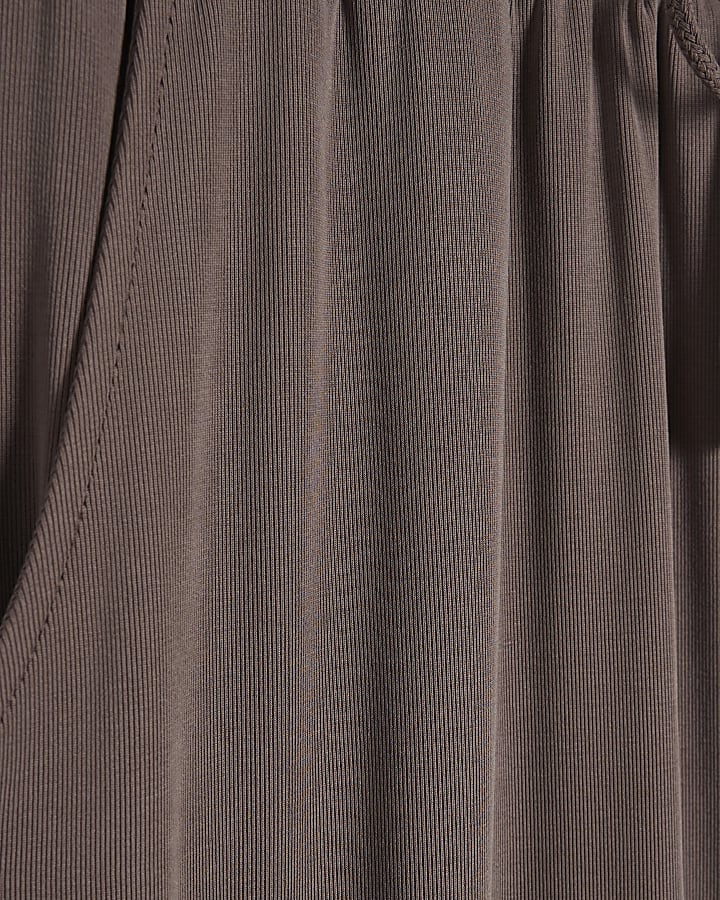 Brown Soft Touch Wide Leg Trousers