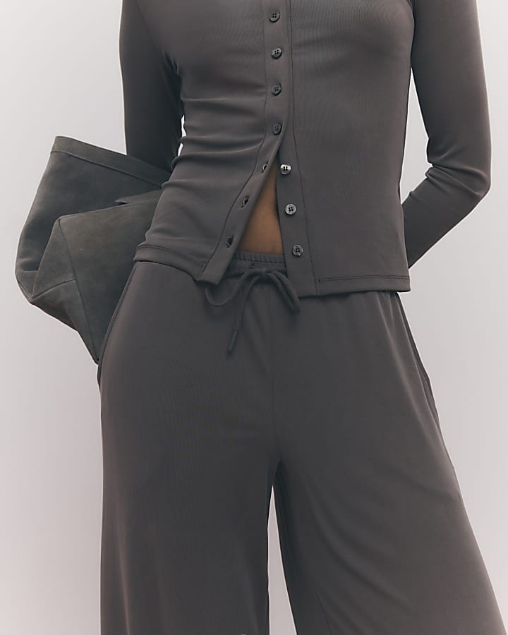 Brown Soft Touch Wide Leg Trousers