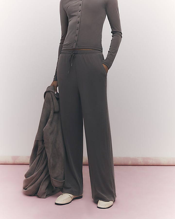Brown Soft Touch Wide Leg Trousers