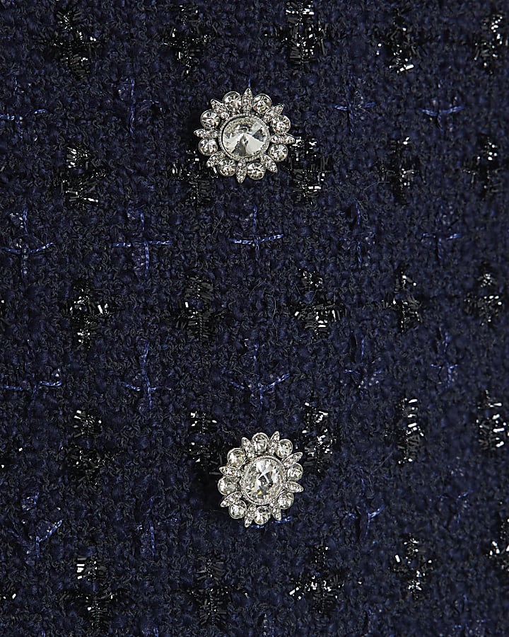 Navy Lace Collar Boucle Playsuit