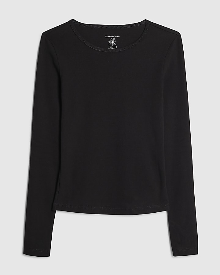 Black Long Sleeve Fitted Top