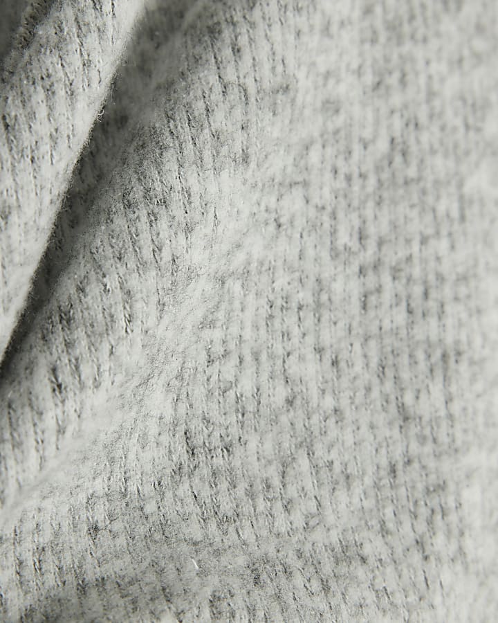 Grey Long Sleeve Tie Side Cosy Maxi Dress