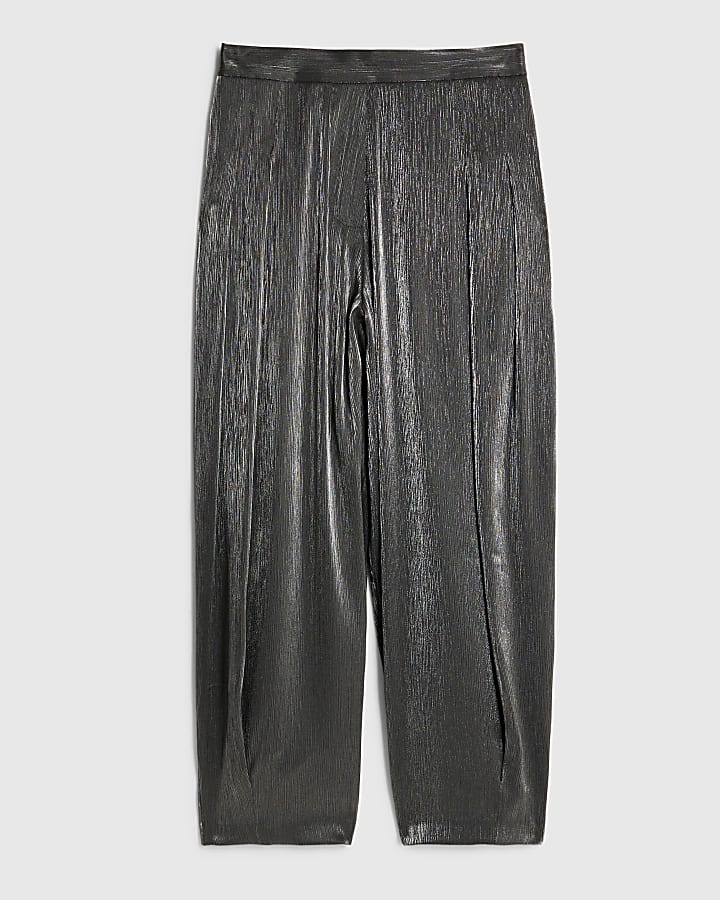 Black Metallic Tapered Trousers
