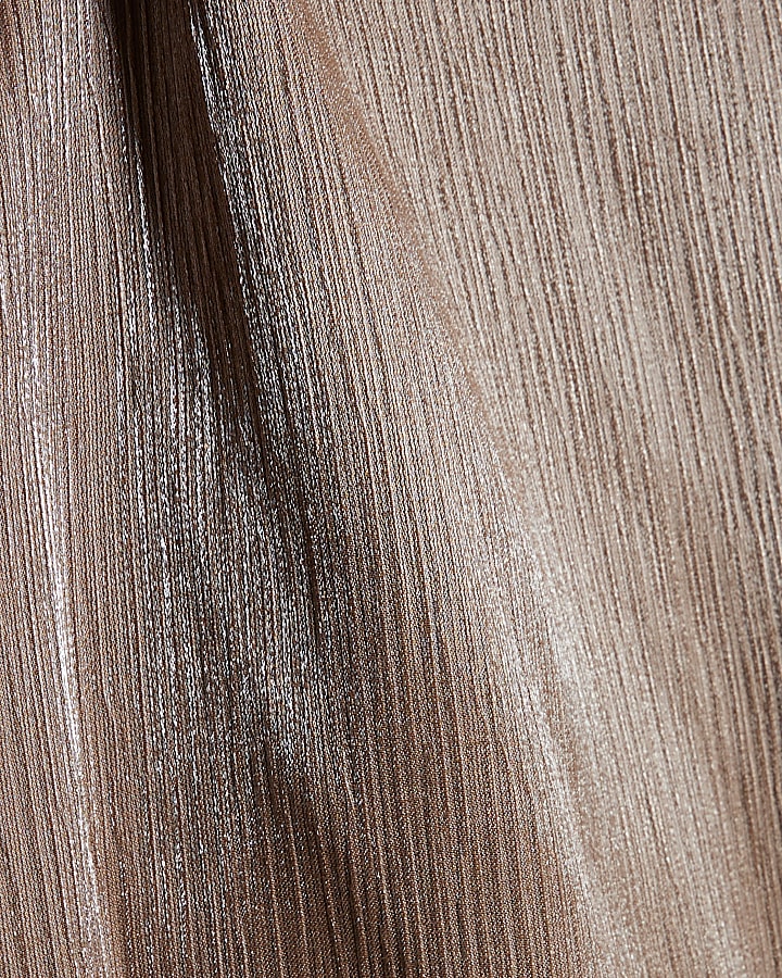 Beige Short Sleeve Metallic Tailored Top