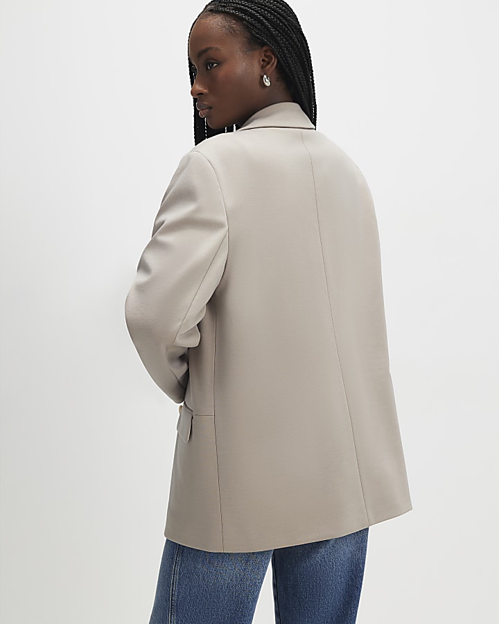 Cream Long Sleeve Oversized Blazer