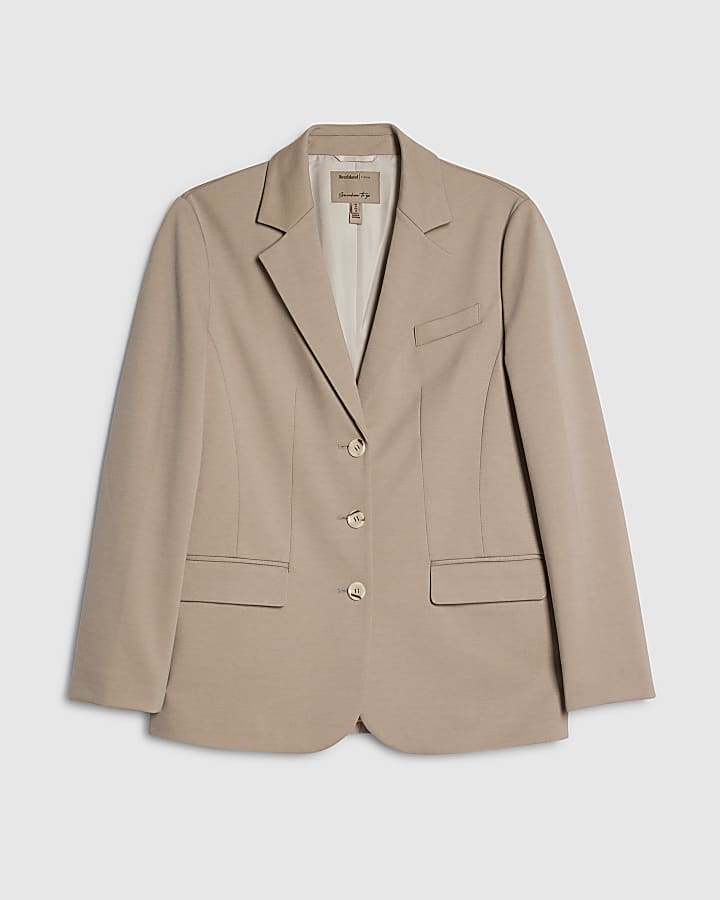 Cream Long Sleeve Oversized Blazer