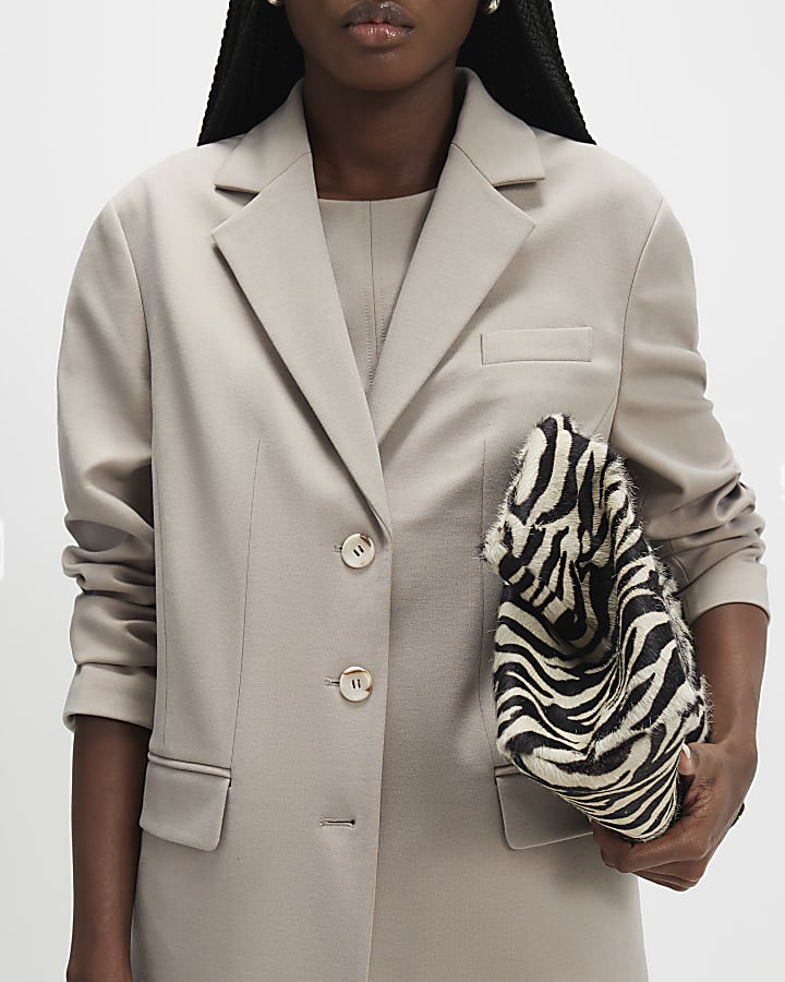 Cream Long Sleeve Oversized Blazer