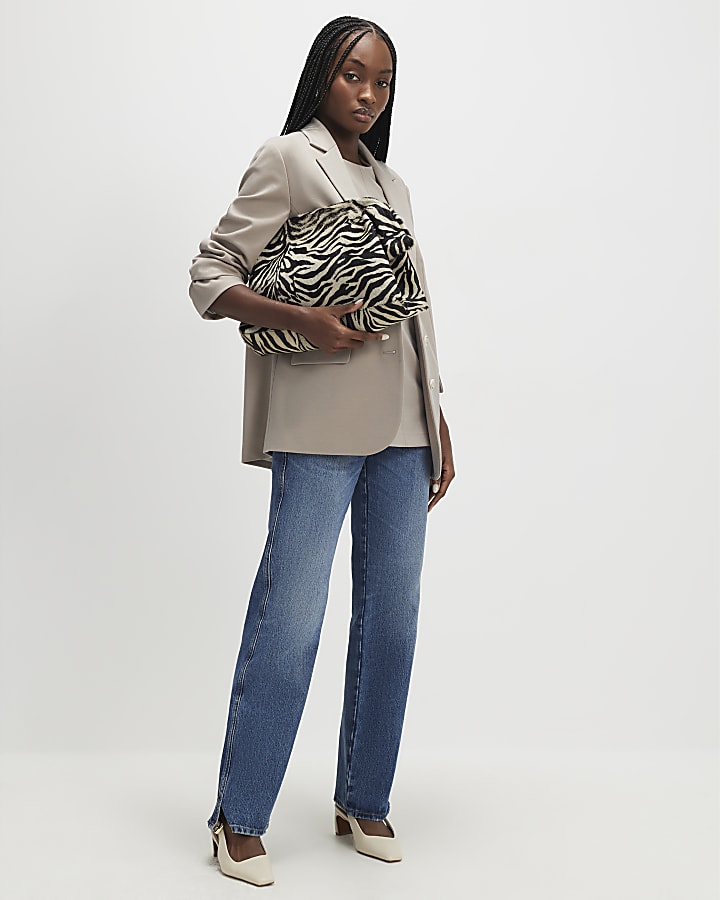 Cream Long Sleeve Oversized Blazer