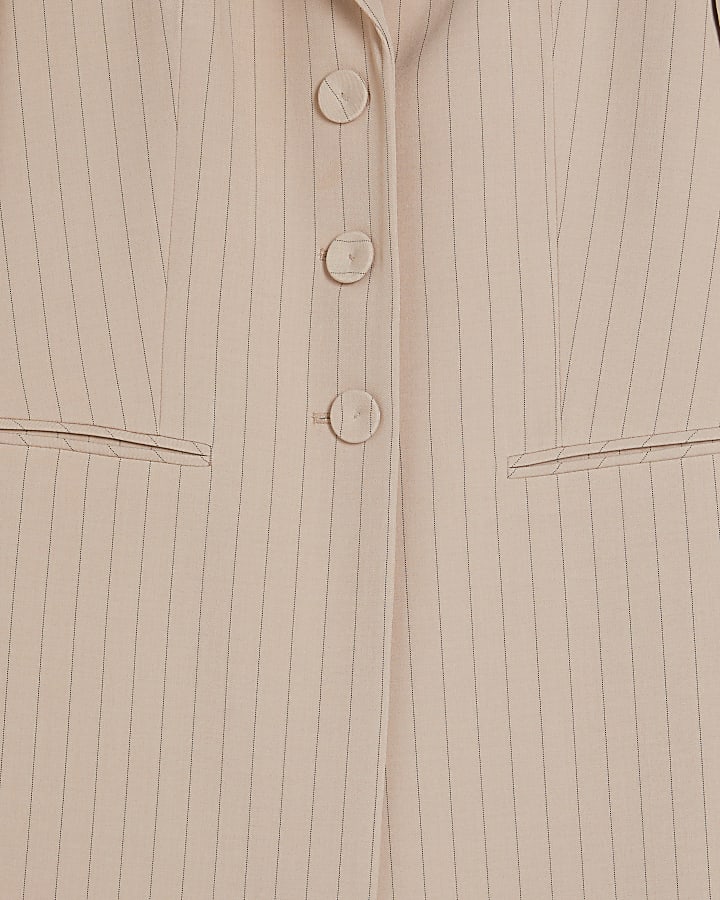 Cream Striped Oversized Duster Coat