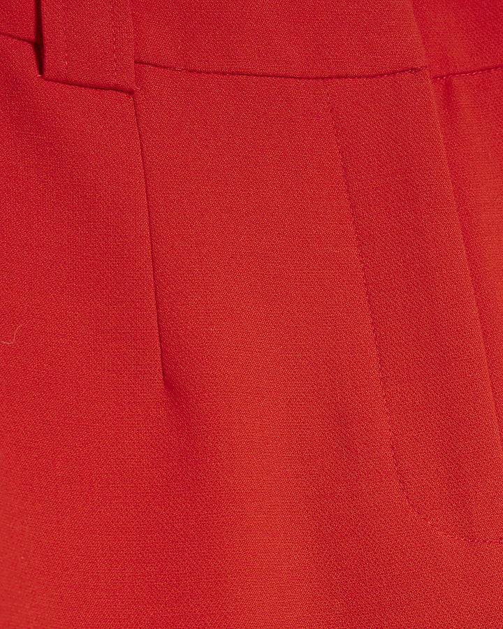 Red Slim Straight Leg Trousers