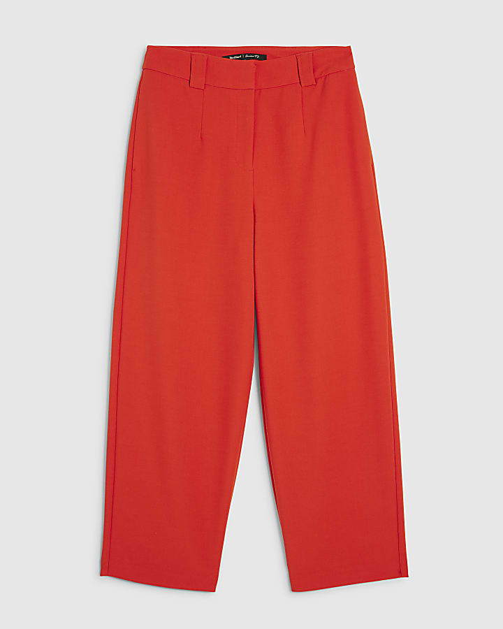 Red Slim Straight Leg Trousers