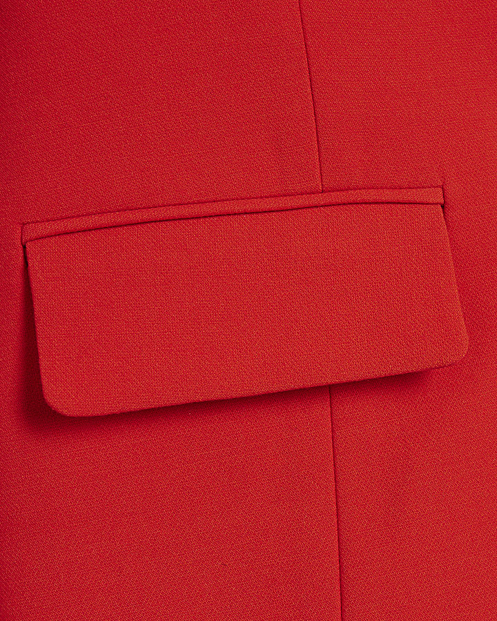 Red Long Sleeve Round Neck Blazer