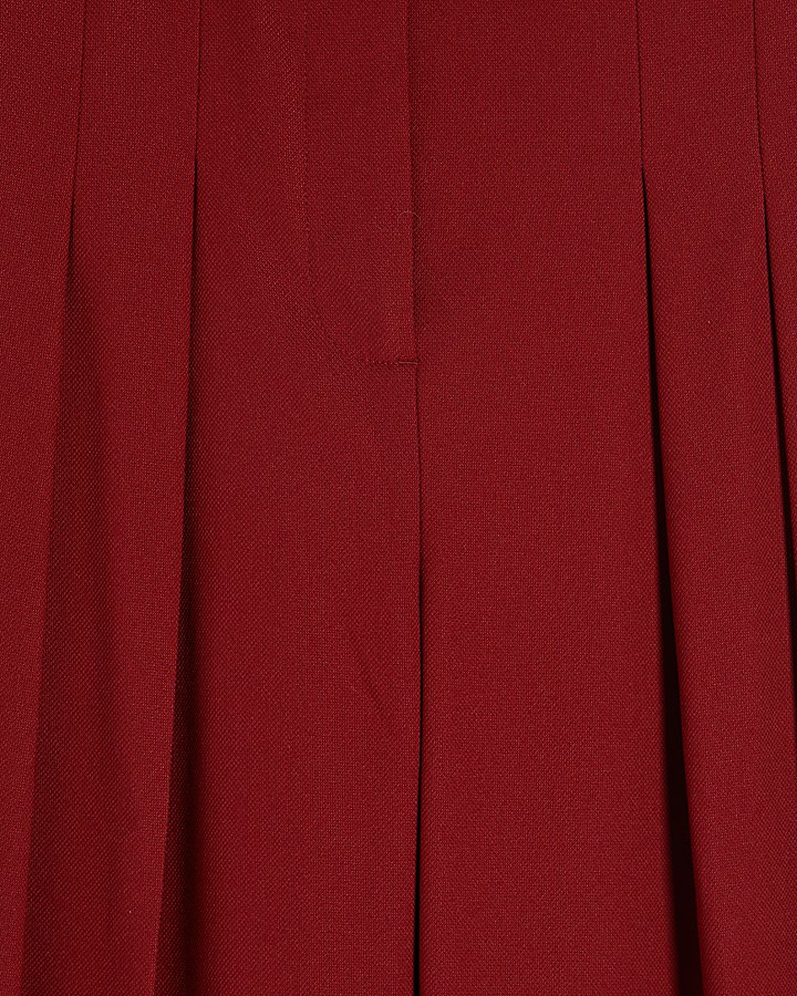 Red High Waisted Wide Leg Trousers